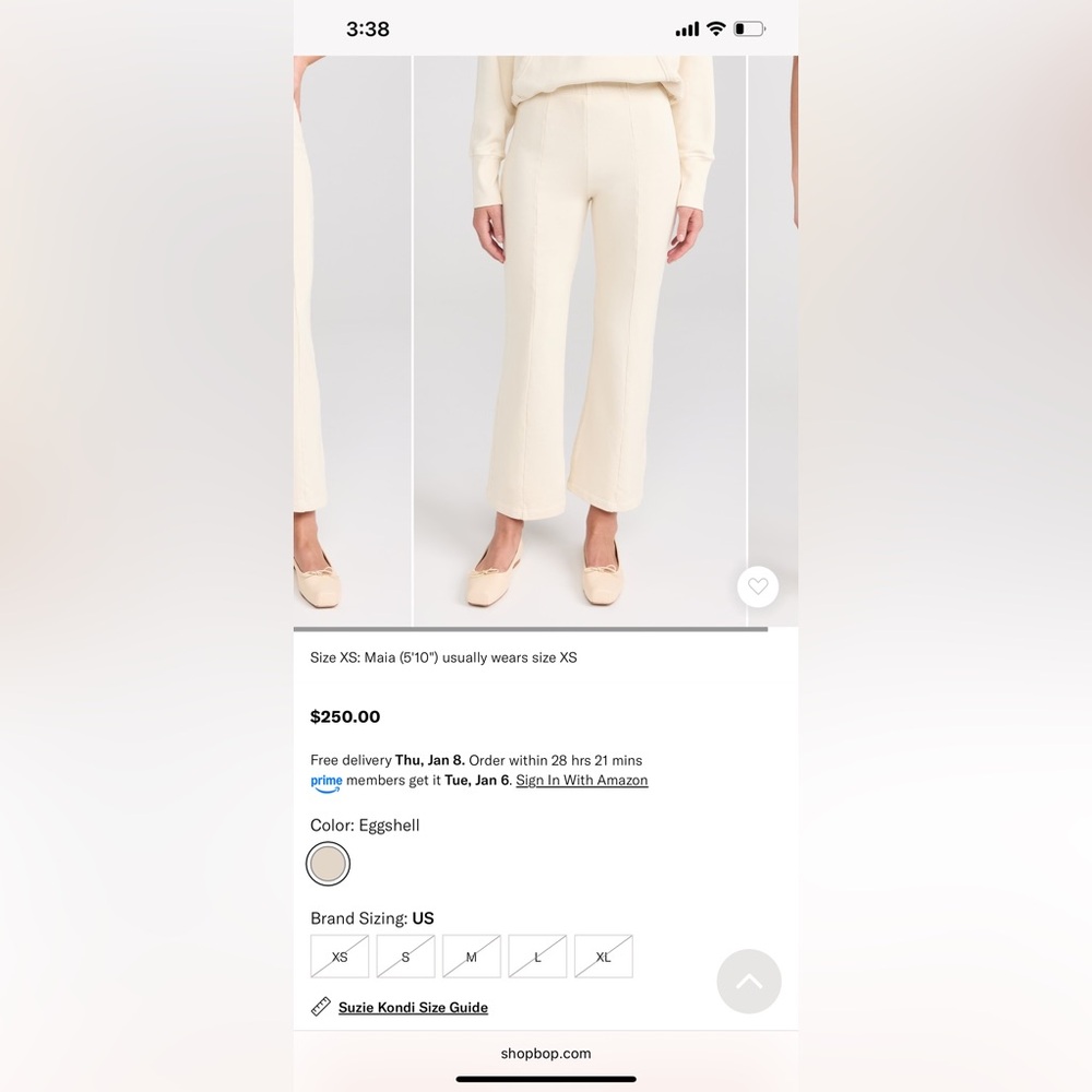 NWT - Suzie Kondi Fili Kick Flare Pants. Size S in Eggshell color.